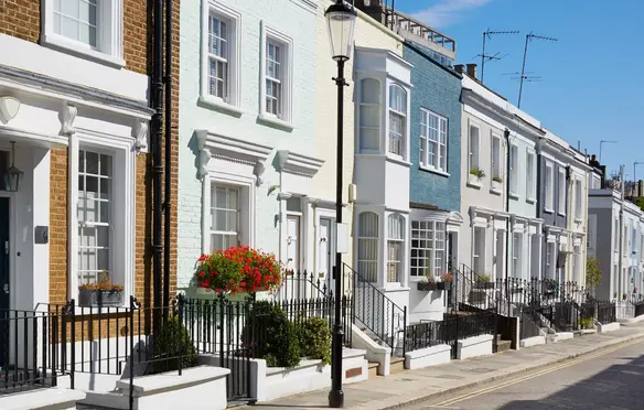 a row of houses on a street