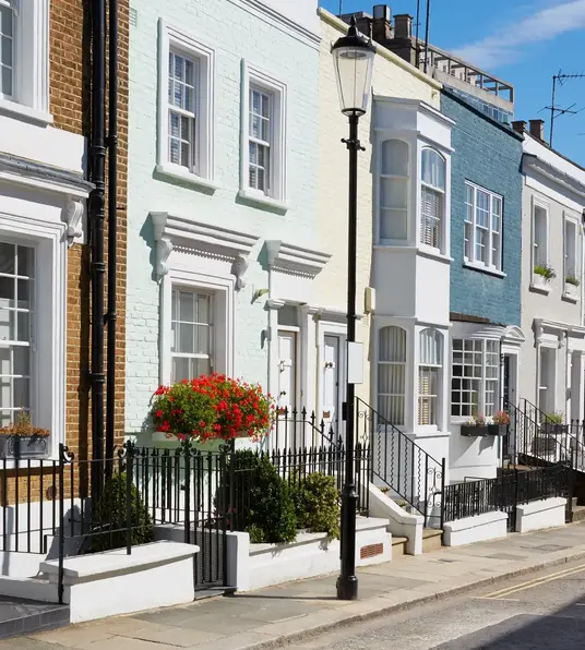 a row of houses on a street