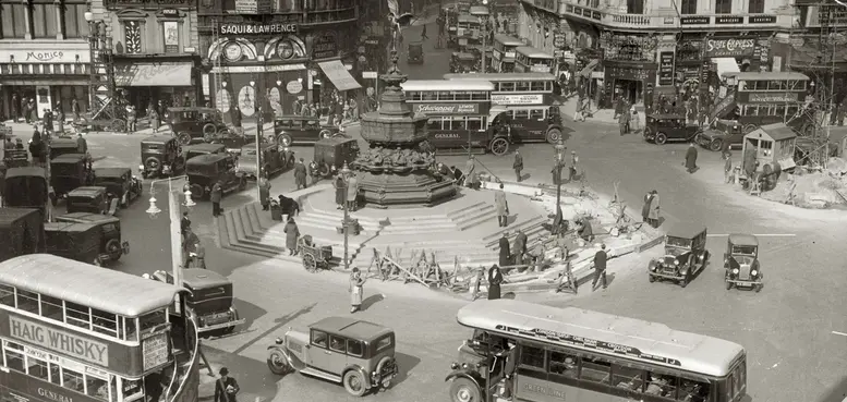 a group of people in a city