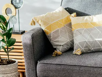 a couch with pillows on it
