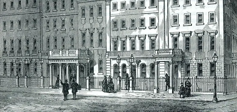 a group of people outside a building
