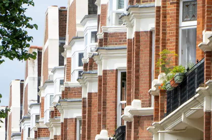 a row of brick buildings