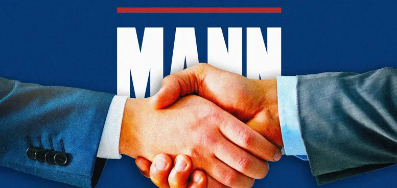 a hands shaking with a blue background