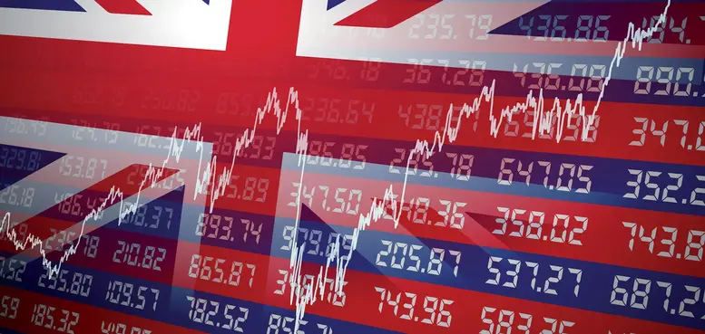 a flag with numbers and a line graph