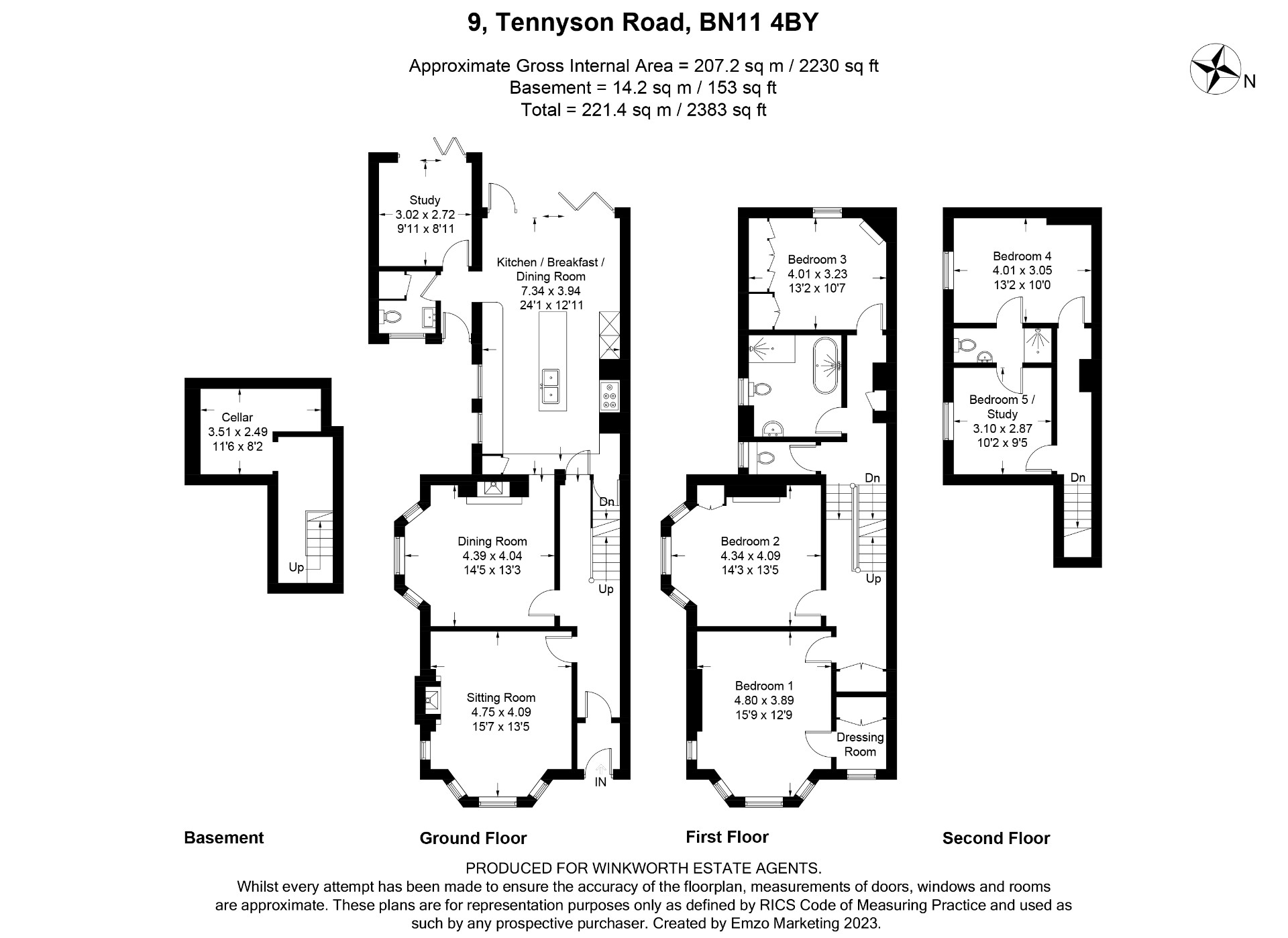 5 bedroom property for sale in Tennyson Road, Worthing, West Sussex