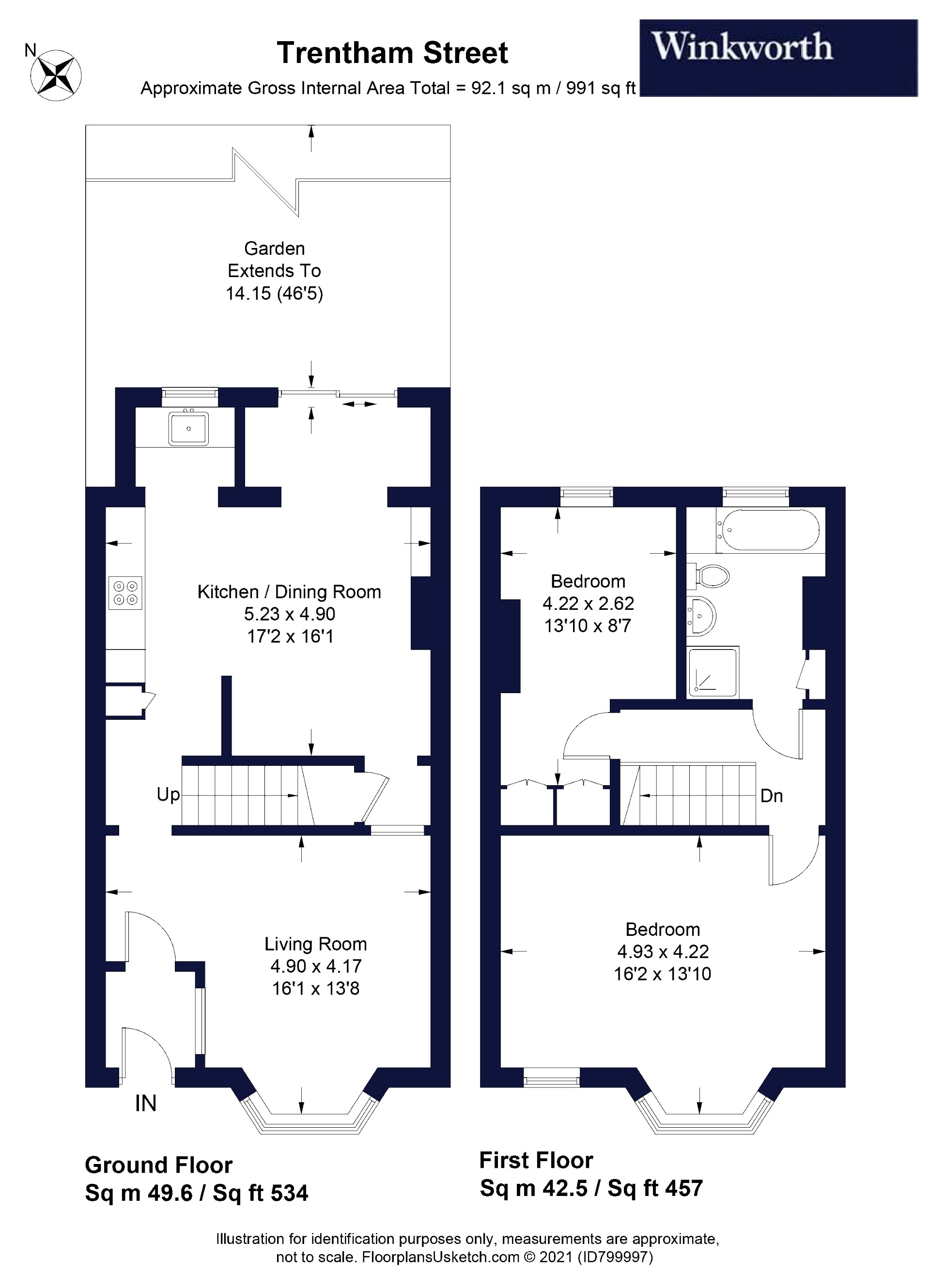 2 bedroom property for sale in Trentham Street, Southfields, SW18 (Ref