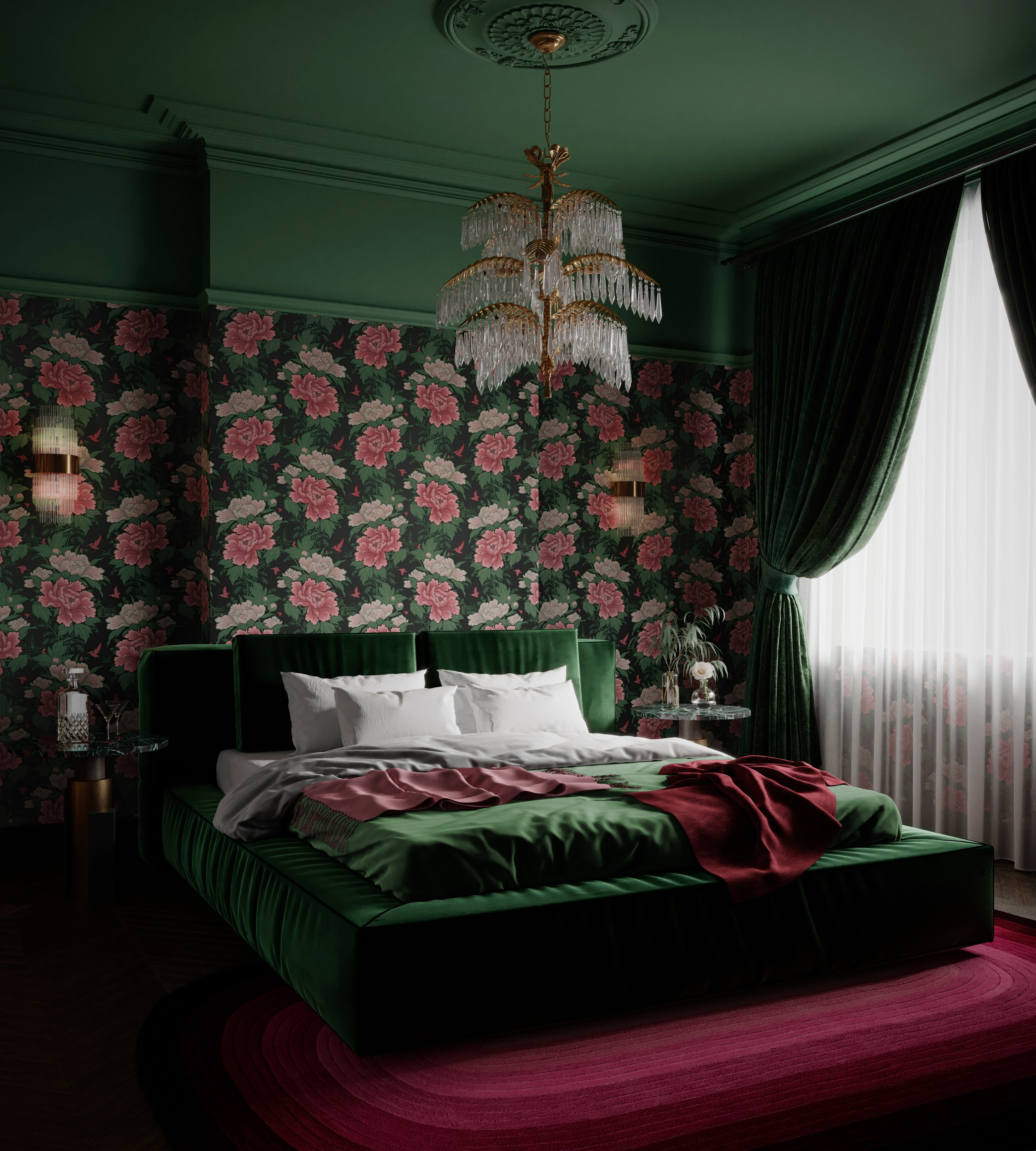DIVINE-SAVAGES,-BLOOMIN-MARVELLOUS-BLUSH-GREEN-WALLPAPER,-£150,-7264701