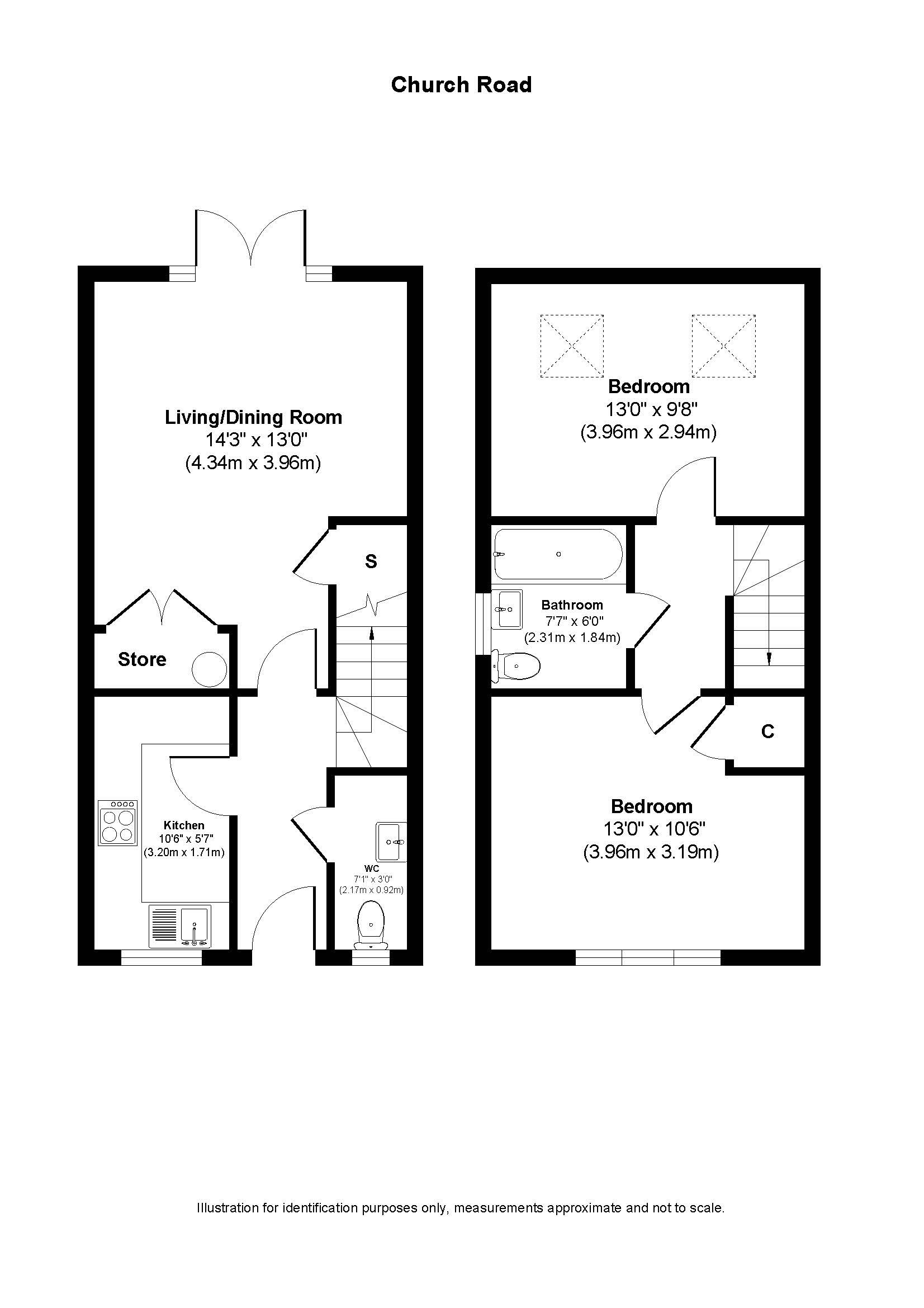 2 bedroom property for sale in Church Road, Three Legged Cross